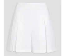 Pleated cotton shorts - White