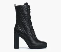 Quilted leather boots - Black