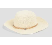 Embellished faux raffia panama hat - White