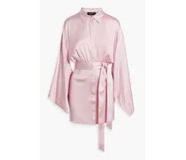 Scottie stretch-silk satin mini shirt dress - Pink