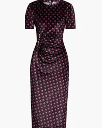 Derek Lam Ruched printed velvet midi dress - Pink Pink