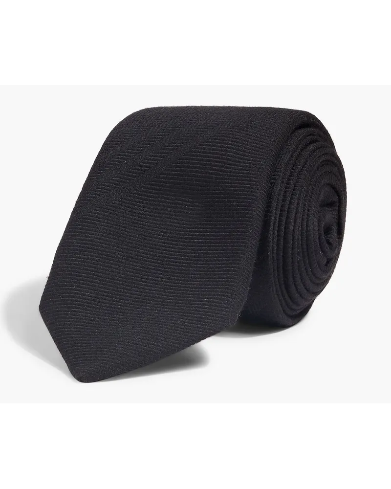 Dunhill Wool and mulberry silk-blend tie - Black Black
