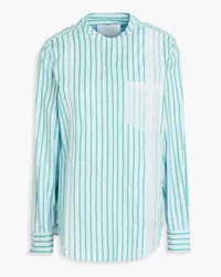 3.1 phillip lim Organza-trimmed striped cotton-poplin midi shirt dress - Green Green