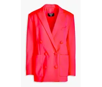 Double-breasted neon crepe blazer - Pink