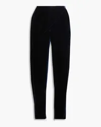 Giorgio Armani Wrap-effect velvet tapered pants - Blue Blue