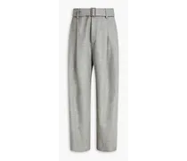 Belted wool-twill pants - Gray
