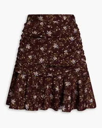 Veronica Beard Taras ruched floral-print mini skirt - Burgundy Burgundy