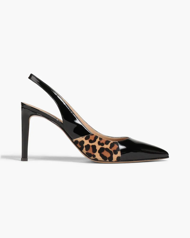 Giuseppe Zanotti Calf hair and patent-leather slingback pumps - Black Black