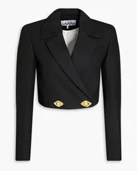 Ganni Cropped canvas blazer - Black Black