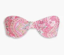 Barbados paisley-print underwired bandeau bikini top - Pink