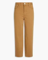 Frame Denim Ultra High-Rise Barrel cotton-blend twill tapered pants - Brown Brown