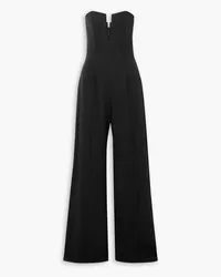 David Koma Strapless pintucked crepe wide-leg jumpsuit - Black Black