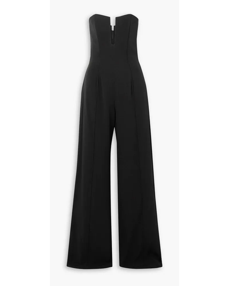 David Koma Strapless pintucked crepe wide-leg jumpsuit - Black Black