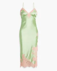 Alice + Olivia Alice Olivia - Kerr lace-trimmed satin midi dress - Green Green