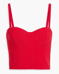 Alice + Olivia Alice Olivia - Adara cropped crepe bustier top - Red Red