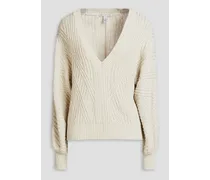 Ribbed cotton sweater - White