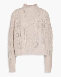 Autumn Cashmere Pointelle-knit cashmere turtleneck sweater - Neutral Neutral