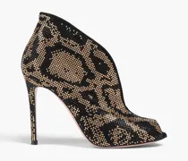 Vamp bead-embellished suede ankle boots - Animal print