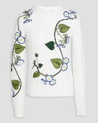 Oscar de la Renta Embroidered wool and cotton-blend sweater - White White