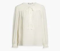 Yerba pintucked silk-crepe blouse - White