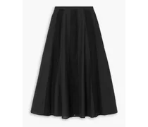 Paneled crocheted lace and cotton and silk-blend midi skirt - Black