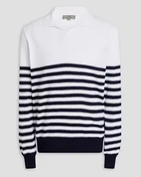 Canali Striped cotton polo sweater - White White