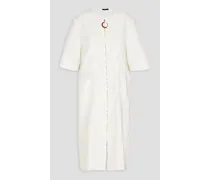 Crinkled silk-blend twill dress - White