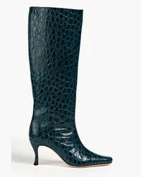 by FAR Stevie croc-effect leather knee boots - Green Green