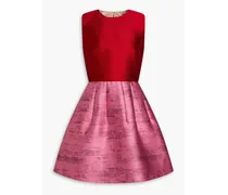 Two-tone jacquard mini dress - Red