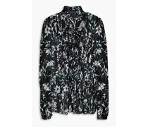Sachi floral-print metallic chiffon blouse - Black