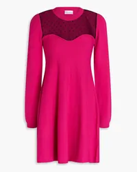 RED Valentino Point d'esprit-paneled knitted mini dress - Pink Pink