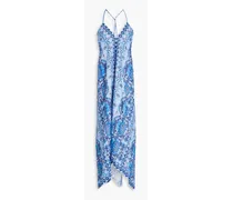 Paisley-print twill maxi dress - Blue