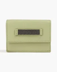 Brunello Cucinelli Bead-embellished leather wallet - Green Green