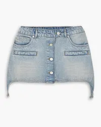 Courrèges Buckle-embellished embroidered denim mini skirt - Blue Blue