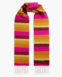 Marni Fringed striped alpaca-blend scarf - Pink Pink