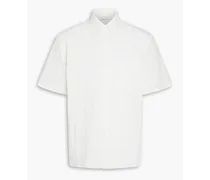 Crinkled cotton-blend poplin shirt - White
