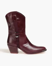 RED Valentino Crystal-embellished leather ankle boots - Burgundy Burgundy