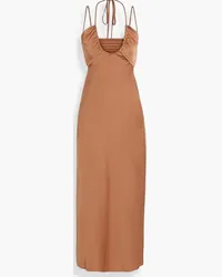 A.L.C. Sienna cutout shirred satin midi dress - Brown Brown