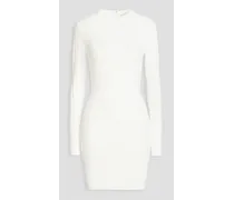 Ribbed pointelle-knit mini dress - White