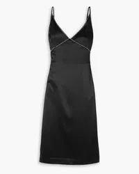 Dries van Noten Crystal-embellished silk-satin midi slip dress - Black Black