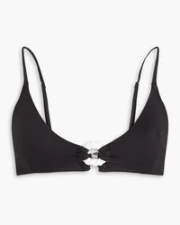 Leslie Amon Poupy embellished triangle bikini top - Black Black