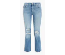 Mara cropped distressed mid-rise slim-leg jeans - Blue