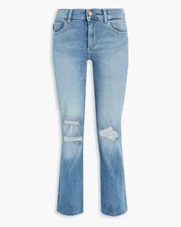 DL1961  Mara cropped distressed mid-rise slim-leg jeans - Blue Blue