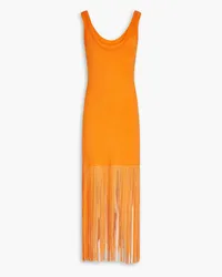 Sandro Fringed knitted midi dress - Orange Orange