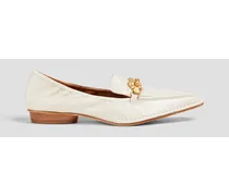 Jessa embellished leather loafers - White