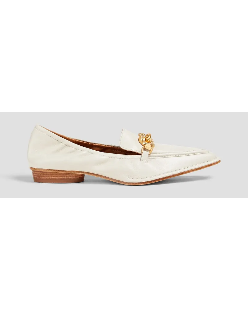 Tory Burch Jessa embellished leather loafers - White White