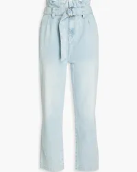 7 for all mankind Pleated belted high-rise tapered jeans - Blue Blue