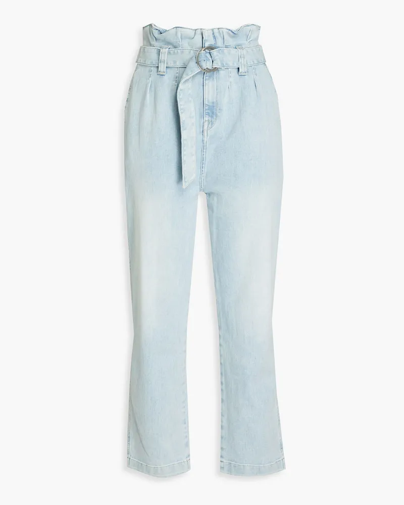 7 for all mankind Pleated belted high-rise tapered jeans - Blue Blue