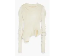 Convertible cutout open-knit sweater - White