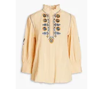 Igor embroidered cotton-gauze blouse - Neutral